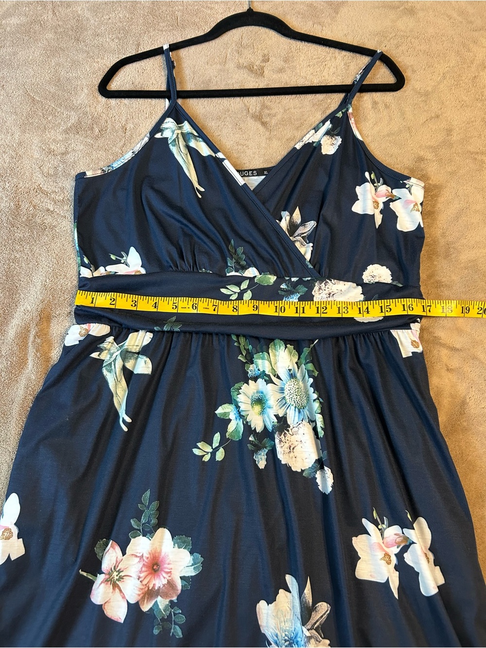Floral Navy Spaghetti Strap Dress - (Women) - Picture 5 of 7